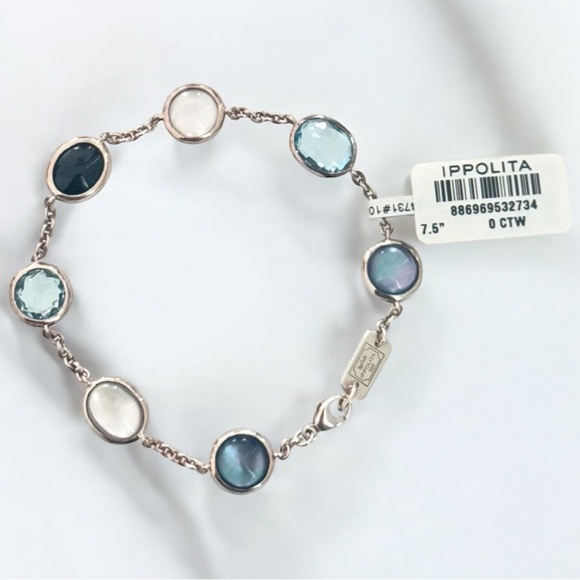 IPPOLITA LUCE 7-STONE CHAIN BRACELET IN STERLING SILVER MOTHER OF PEARL NEW - Picture 14 of 14